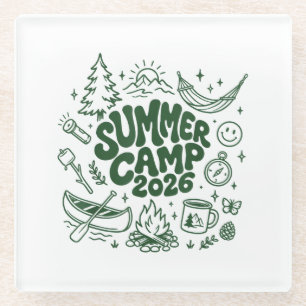 Summer Camp 2026 Kids Nature Explorer Camping Adve Glass Coaster