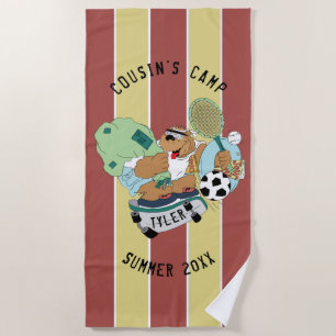 Summer Camp Beach Towel Bear Personalise