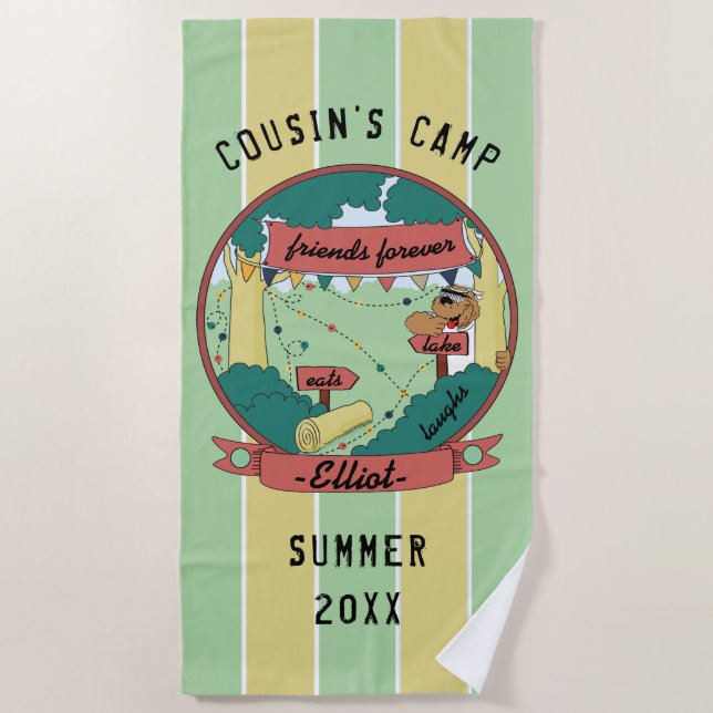 Summer Camp Best Friends Beach Towel Personalise (Front)