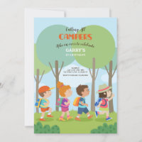 Summer Camp Buddies Birthday Invitation