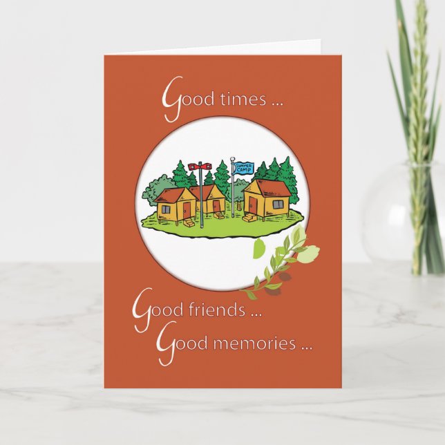 Summer Camp Cabins Thinking of You Card (Front)