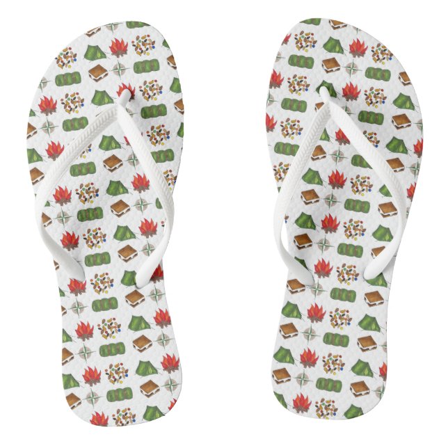 Summer Camp Camper Camping Flip Flops (Footbed)