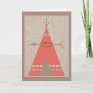 Summer Camp Card to Thank Staff with Orange Tent