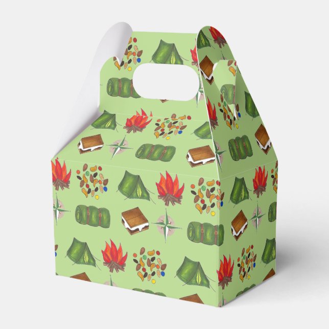 Summer Camp Compass Campfire S'mores Tent Trailmix Favour Box (Front Side)