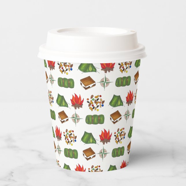 Summer Camp Compass Campfire S'mores Tent Trailmix Paper Cups (Front)