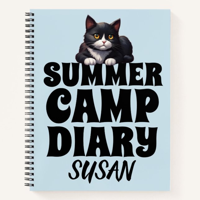 SUMMER CAMP DIARY CAT PERSONALIZED NOTEBOOK (Front)
