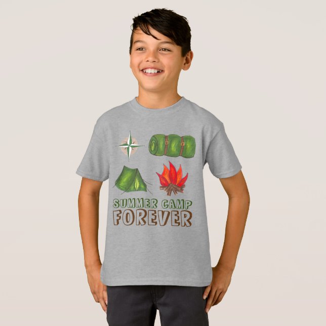 Summer Camp Forever Compass Sleeping Bag Tent Fire T-Shirt (Front Full)