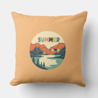 summer camp mountain lake cushion