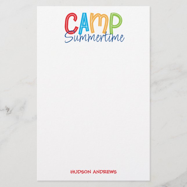 Summer Camp Personalised Stationery (Front)