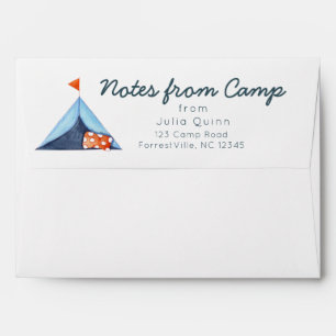 Summer Camp Preprinted Return Address Cute Tent  Envelope