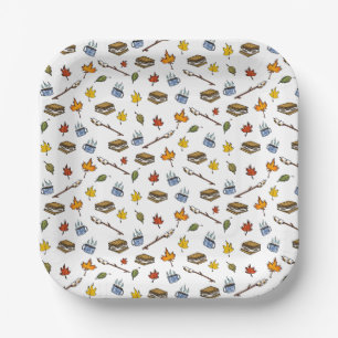 Summer Camp S’mores Campfire Happy Camper Bonfire  Paper Plate