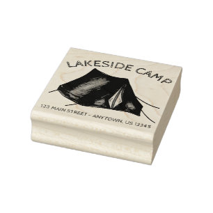 Summer Camp Tent Campground Outdoors Address Rubber Stamp