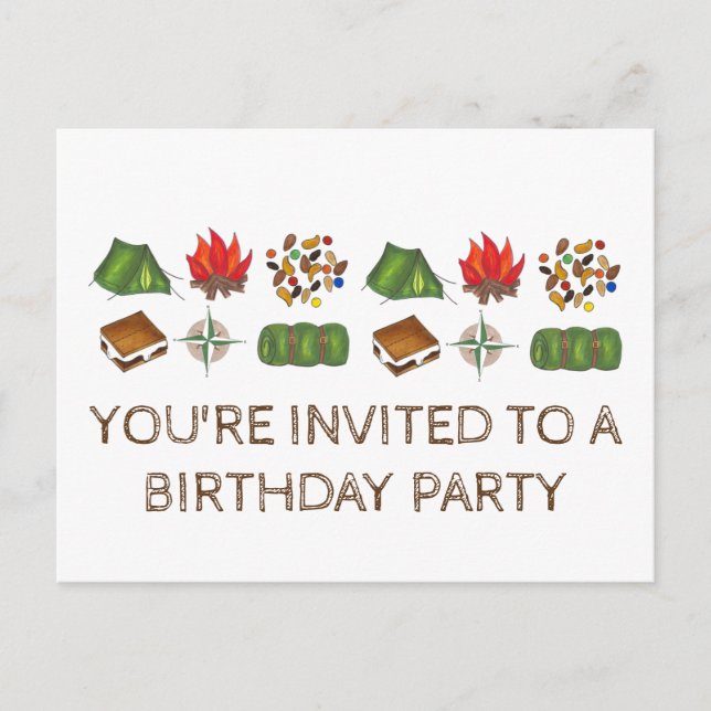 Summer Camp Tent S'mores Birthday Party Invitation (Front)