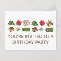 Summer Camp Tent S'mores Birthday Party Invitation