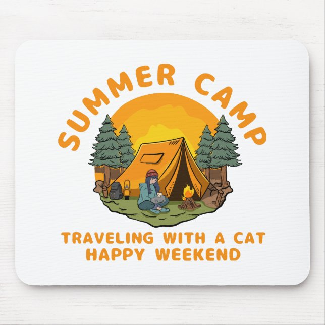 Summer camp  travelling with a cat  mouse mat (Front)
