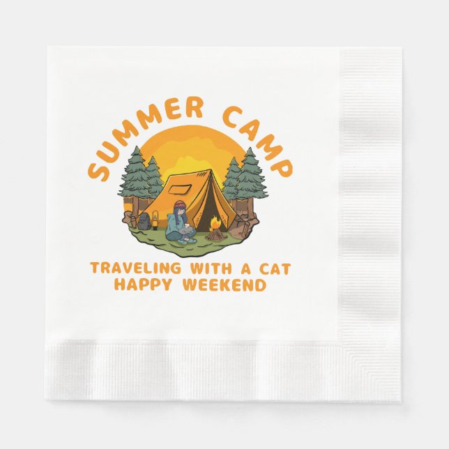 Summer camp  travelling with a cat  napkin (Front)