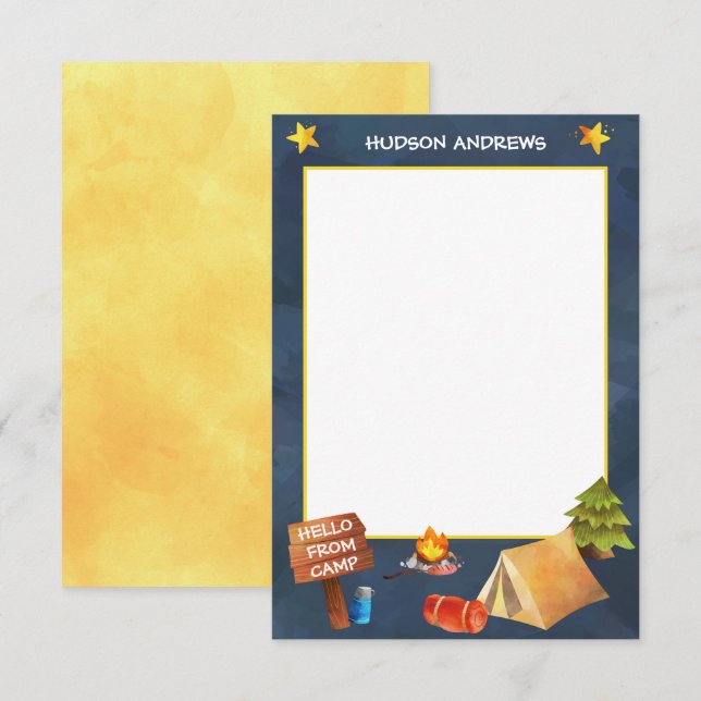 Summer Camp Watercolor Personalised Note Cards (Front/Back)