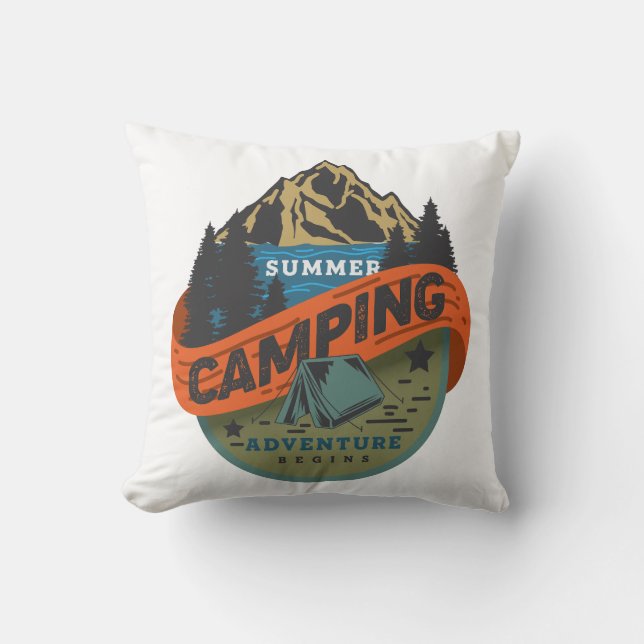 Summer Camping Adventure Begins Cushion (Front)