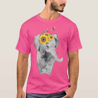 Summer Camping Hiking Sunflower Elephant Bumble Be T-Shirt