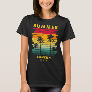 Summer Cancun Mexico Beach Sunset Retro T-Shirt