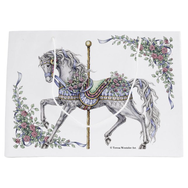 Summer Carousel Horse Drawing Gift Bag (Front)