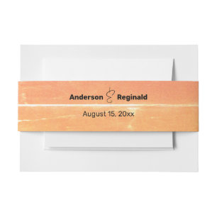 Summer Casual Sunshine Yellow Peach Wedding Invitation Belly Band