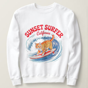 Summer Cat Adventure - Playful Retro Beach for cat Sweatshirt