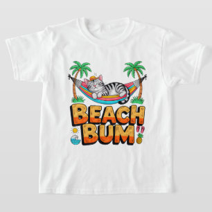 Summer Cat Beach Bum - Funny Tropical Hammock Cat T-Shirt