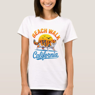 Summer Cat Beach Walk California Calico Women gift T-Shirt