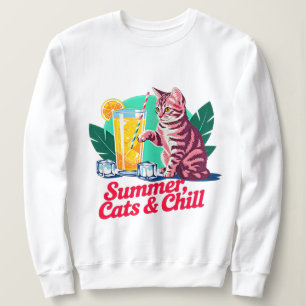 summer cat chill for women - Retro Tropical Sweatshirt