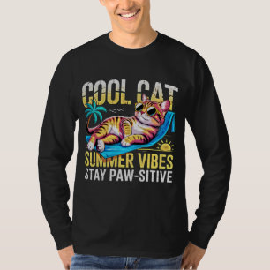 Summer Cat Cool Beach Vibes Funny Cat Lover Gift T-Shirt