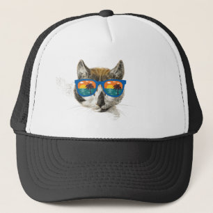 Summer Cat  Funny Cat Trucker Hat