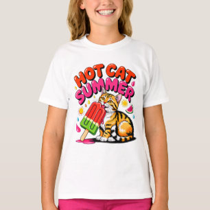 Summer Cat: Hot Cat Summer Cute Girls Retro Kitty T-Shirt