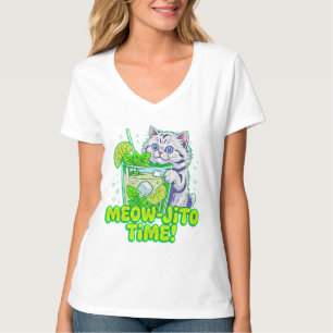 Summer Cat Meow-Jito Time - Tropical Feline Women T-Shirt