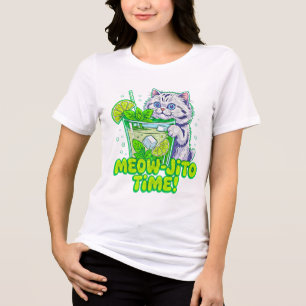 Summer Cat Meowjito Time! Feline Cocktail Women Tri-Blend Shirt