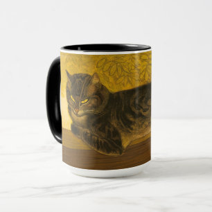 Summer Cat on Balustrade Vintage Cat Portrait Mug