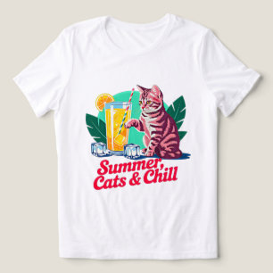 Summer Cat Retro Chill - Cute Pink Feline Women's Tri-Blend Shirt