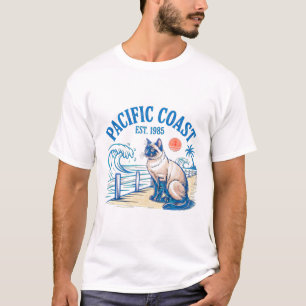 Summer Cat Retro Coast Tee - 1985 Feline Gift