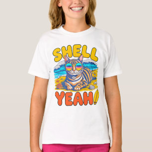 Summer Cat Shell Yeah - Beach Cat Gift for Girls T-Shirt