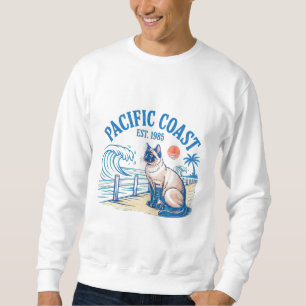 Summer Cat Siamese - Retro Pacific Coast Art Sweatshirt