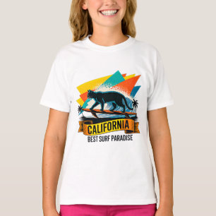 Summer Cat Surfer - Radical Beach Vibes Girls T-Shirt