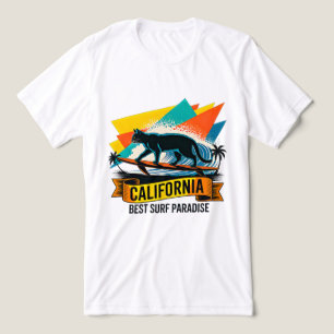 Summer Cat Surfing Retro California Beach T-Shirt Tri-Blend Shirt