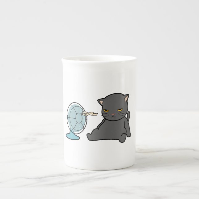 summer cats design infront of fan | dogs design  bone china mug (Front)