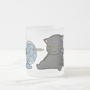 summer cats design infront of fan   dogs design  frosted glass coffee mug
