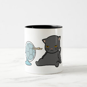 summer cats design infront of fan   dogs design  Two-Tone coffee mug