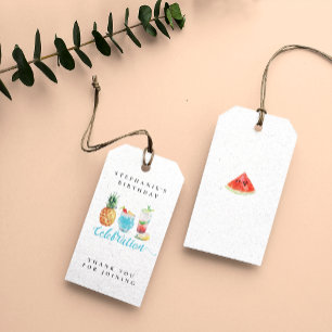 Summer Celebration Fruit Cocktail Birthday Party Gift Tags