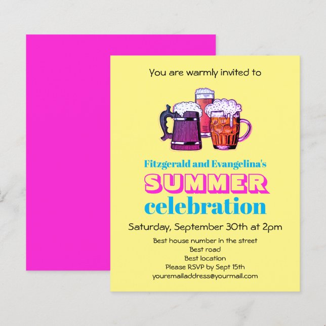 Summer Celebration Party Invitation (Front/Back)