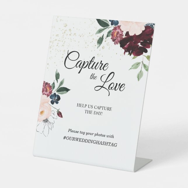 Summer Celebration Wedding Capture the Love Pedestal Sign (Front)