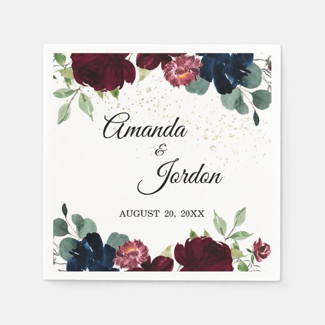 Summer Celebration Wedding Cocktail Napkin (Front)