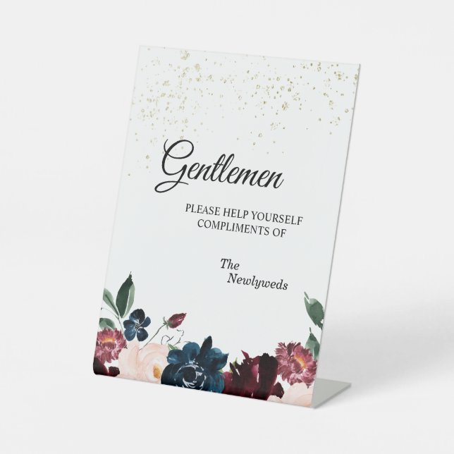 Summer Celebration Wedding Gentlemen Bathroom Pedestal Sign (Front)